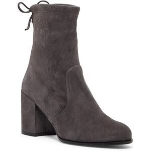 Stuart Weitzman Ankle Boot Shorty Slate Gray Suede Block Heel Round Toe …
